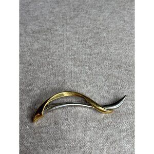 Vintage Abstract Brooch Goldtone Silvertone 3.75 inches